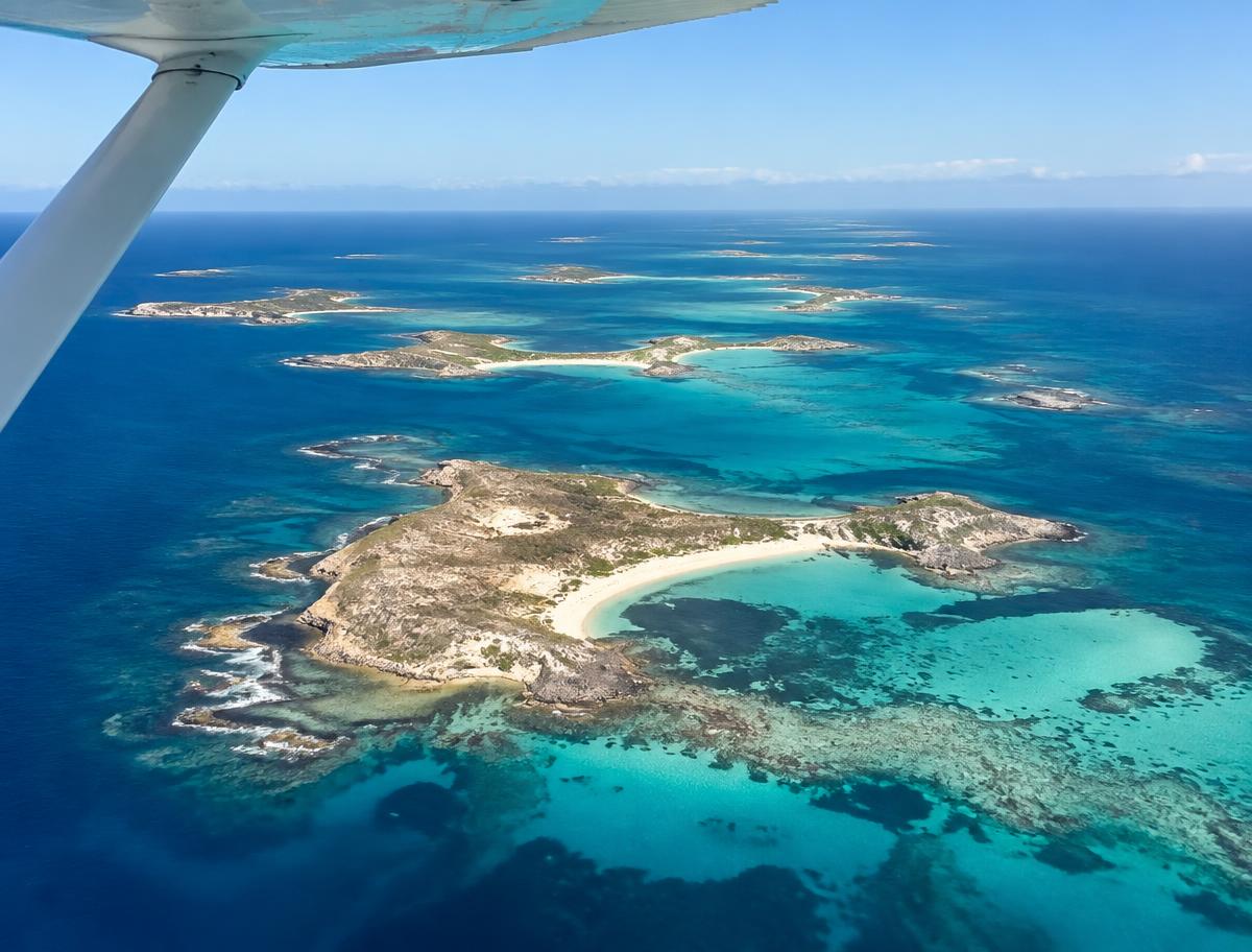 Scenic flight over the Abrolhos Islands